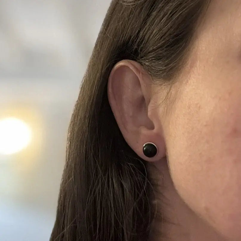 Boucle d'oreille argent en Obsidienne - Mon minéral