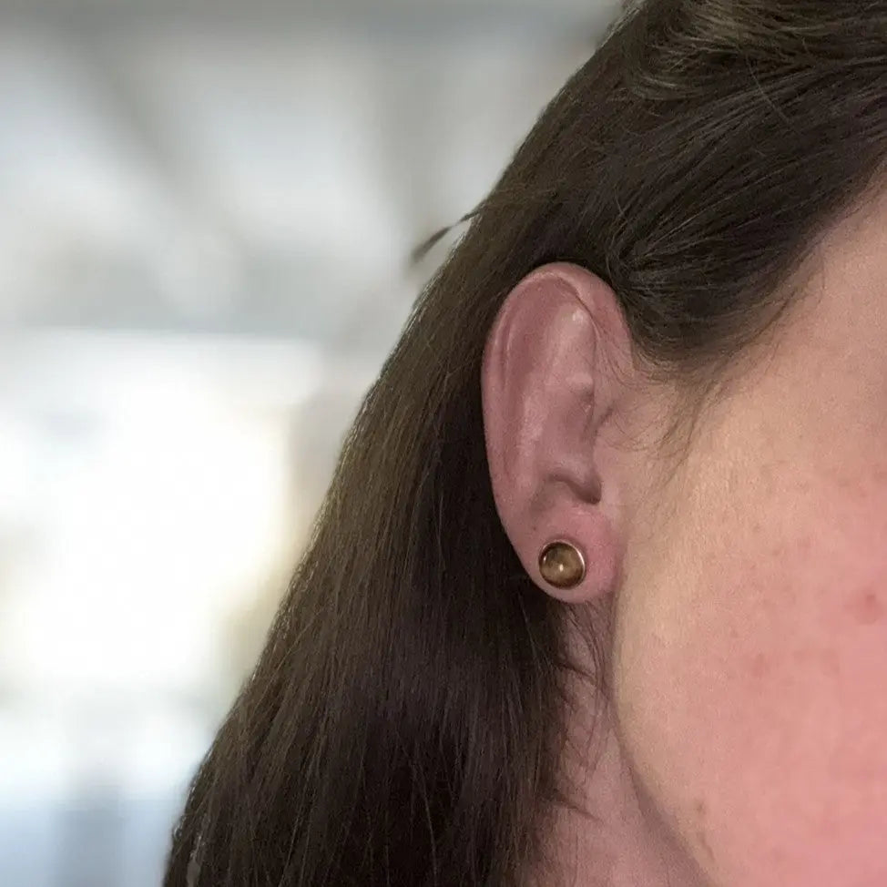 Boucle d'oreille argent Œil de tigre - Mon minéral