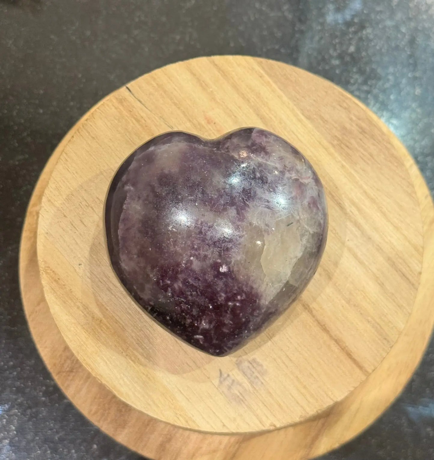 Lépidolite sur tourmaline rose - Cœur - Mon minéral