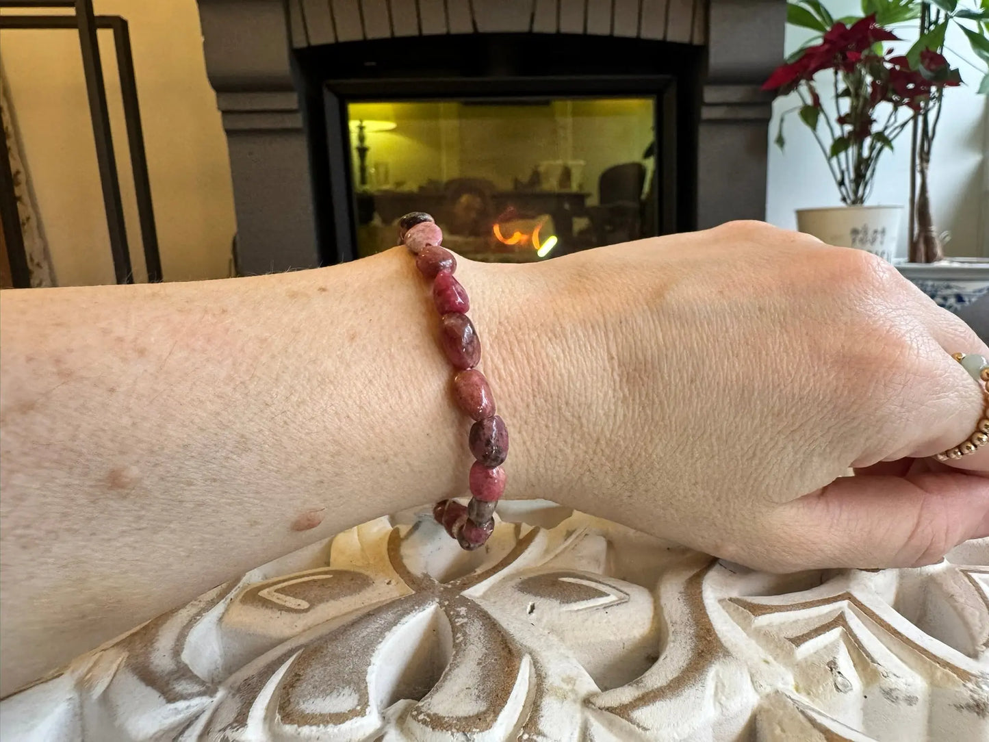 Bracelet rhodonite pierres roulées - Mon minéral