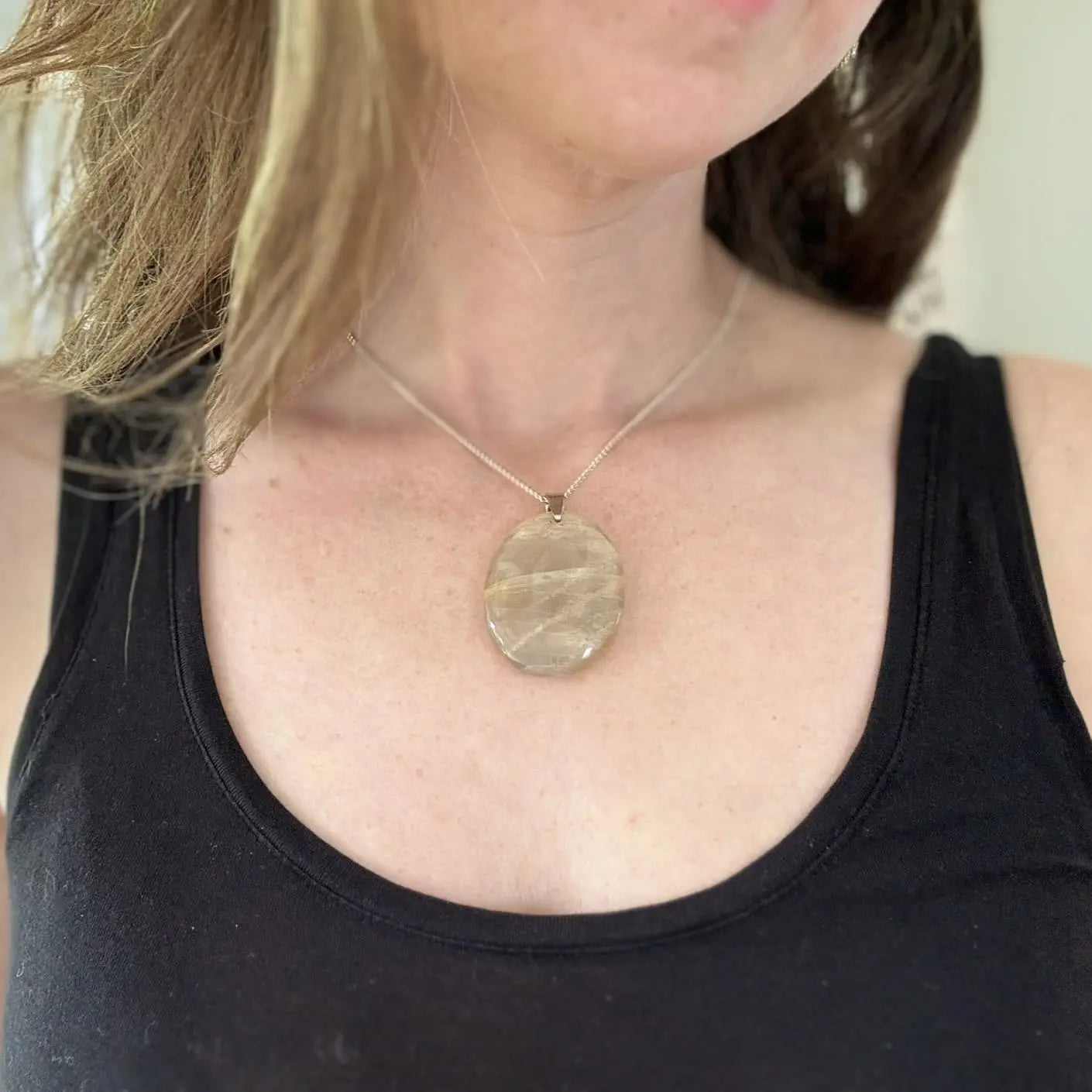 Pendentif Pierre de lune orangée - Mon minéral