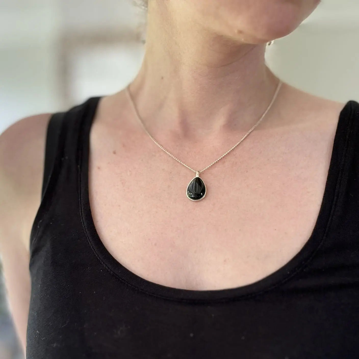 Pendentif argent en Obsidienne - Mon minéral