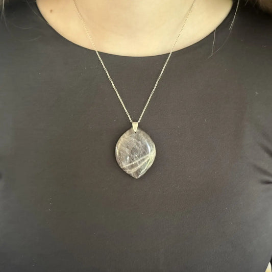 Pendentif Pierre de lune noire - Mon minéral